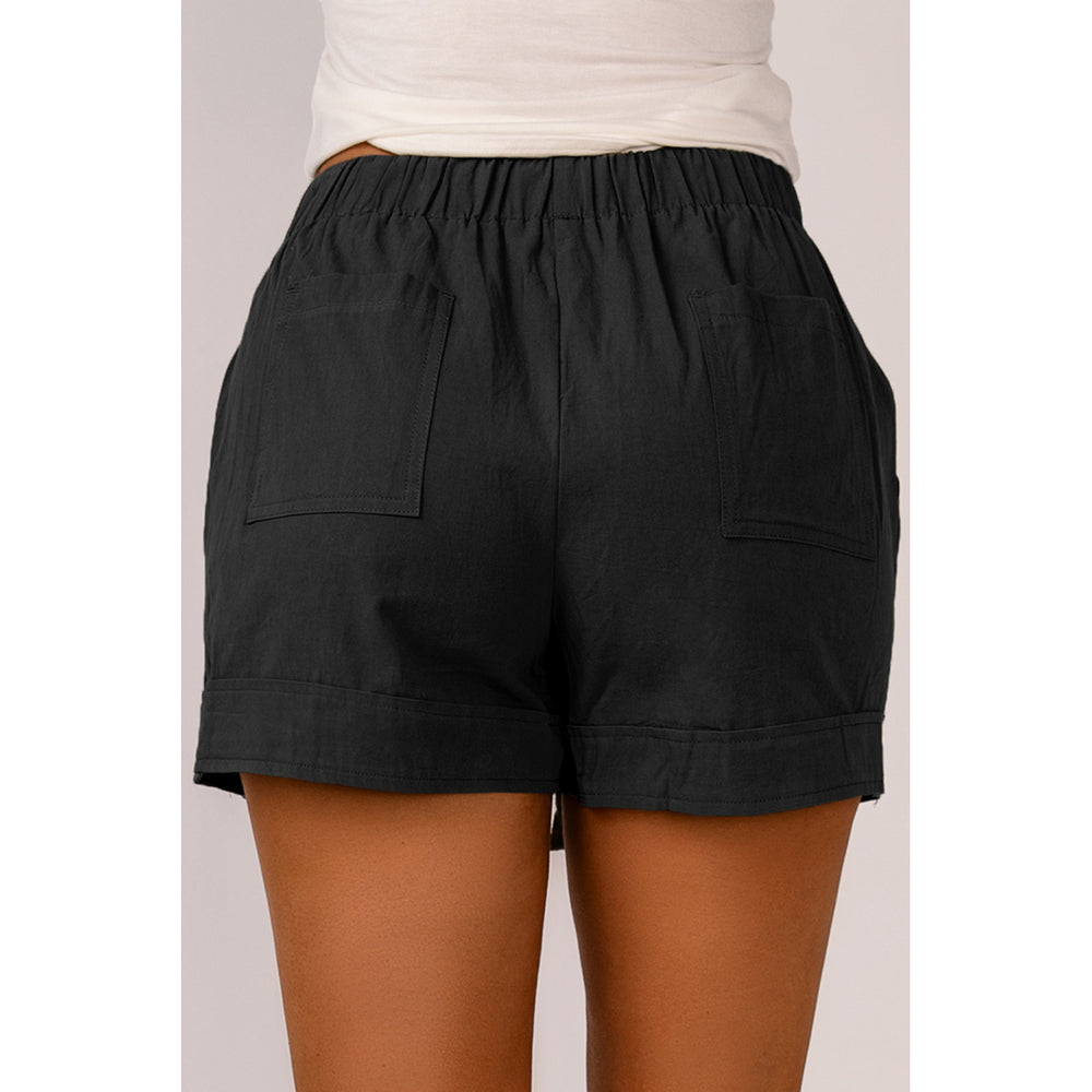 Womens Black Strive Pocketed Tencel Shorts Image 2