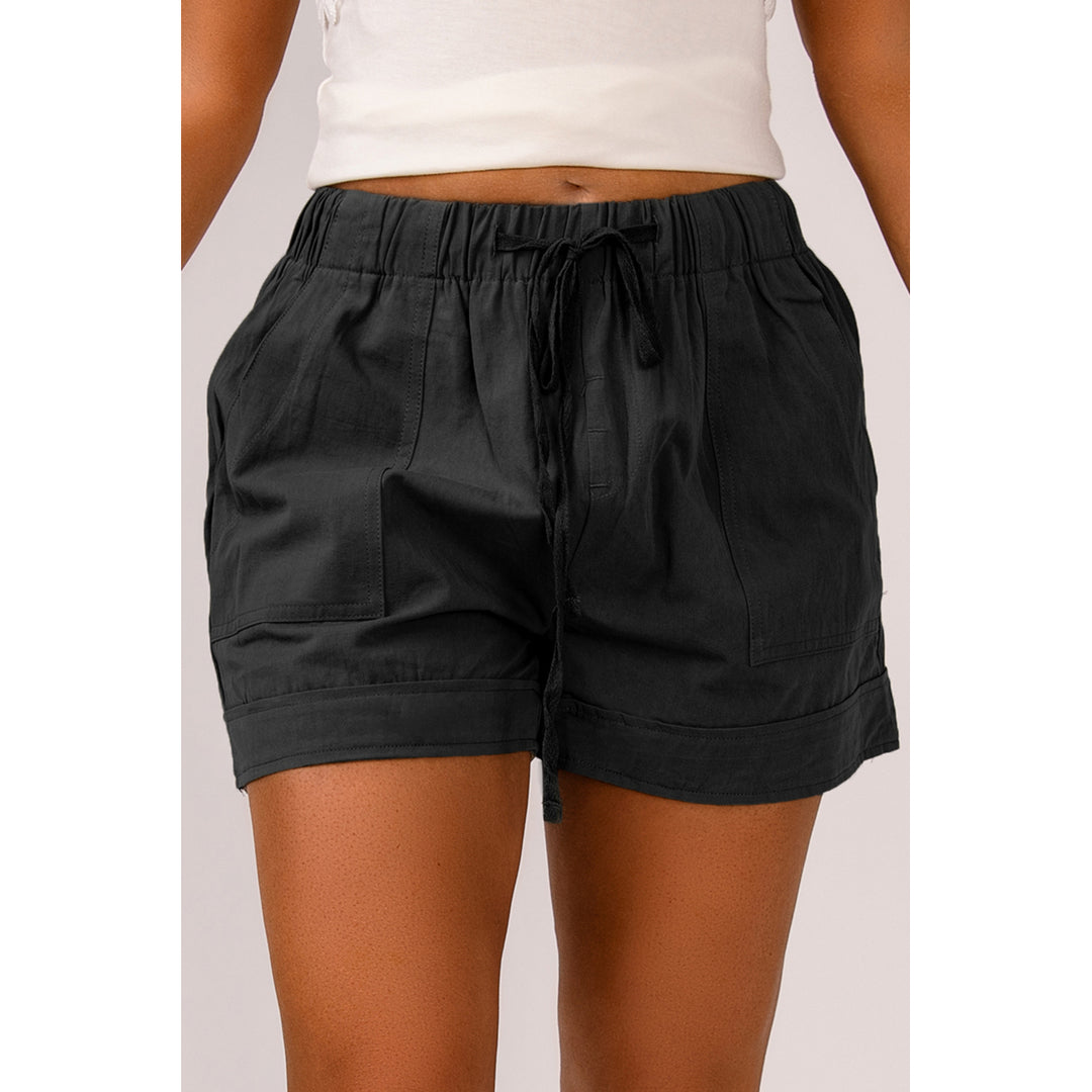 Womens Black Strive Pocketed Tencel Shorts Image 3