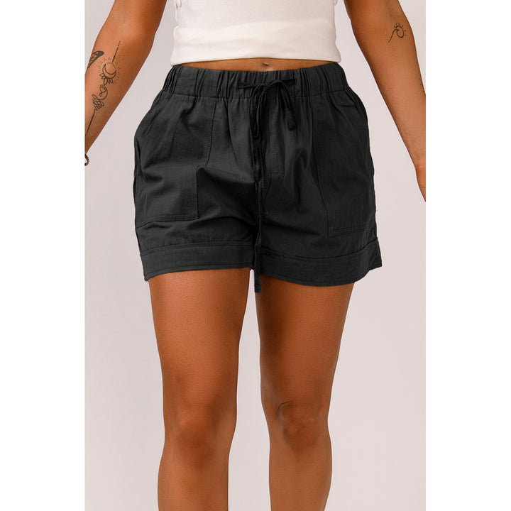 Womens Black Strive Pocketed Tencel Shorts Image 4