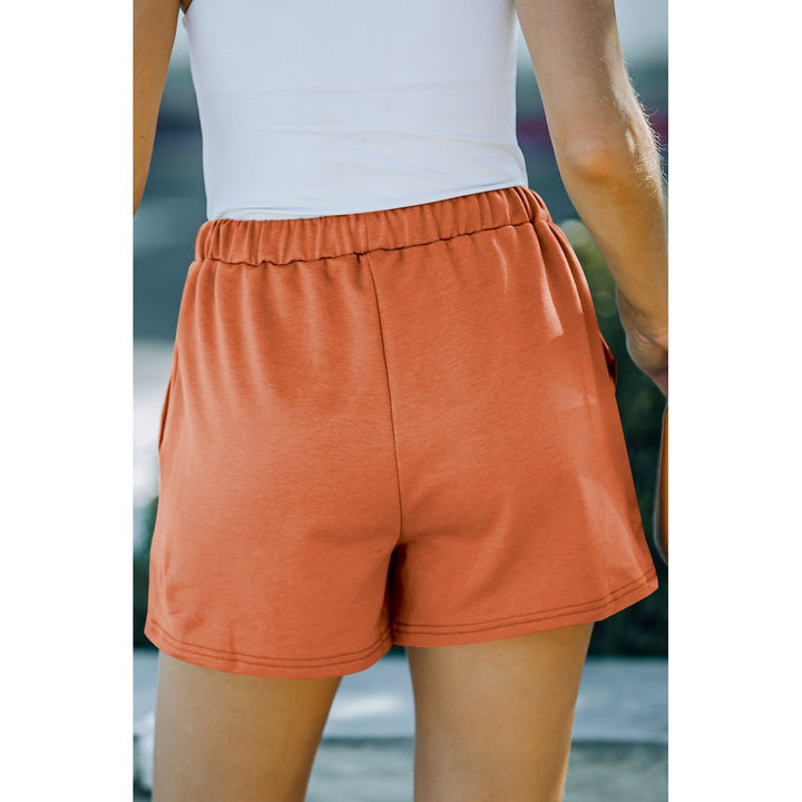 Womens Orange Drawstring Waist Pocket Shorts Image 1