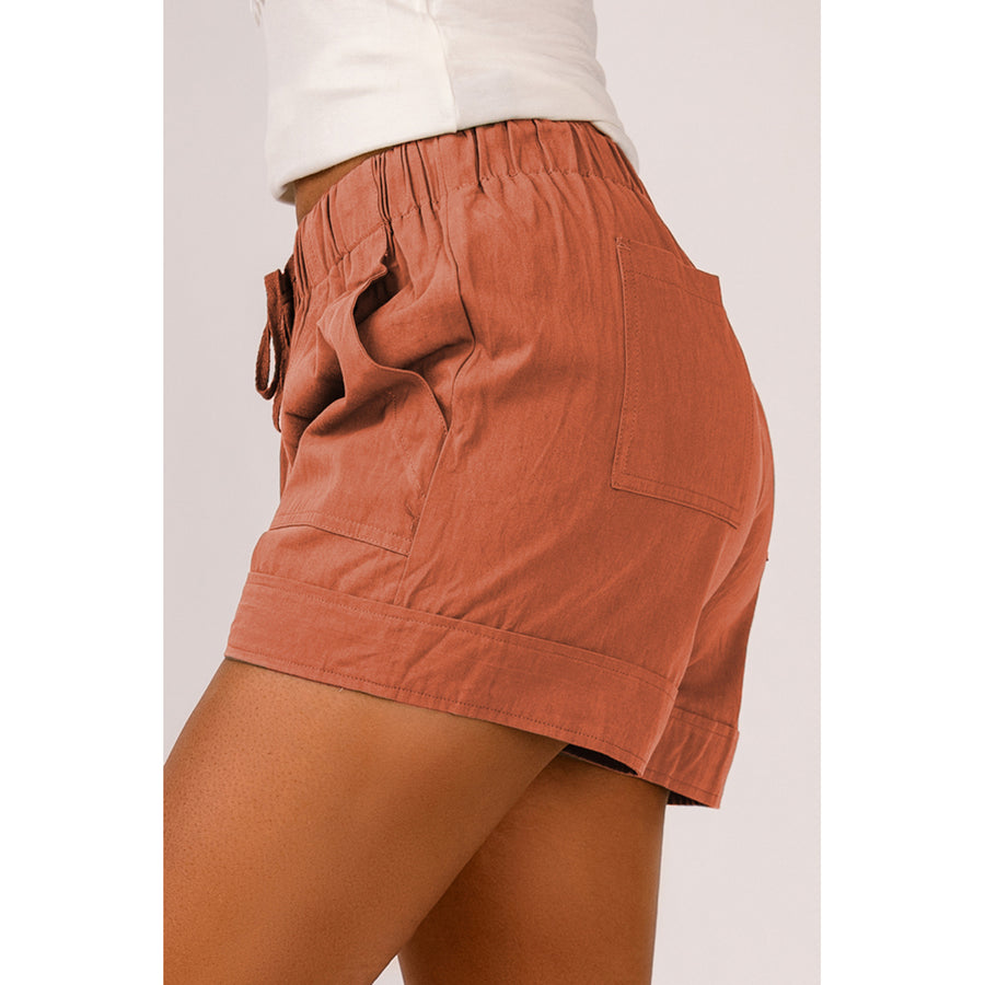 Womens Orange Strive Pocketed Tencel Shorts Image 1