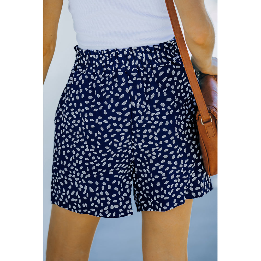 Womens Blue Spotted Print Loose Casual High Waist Shorts Image 2