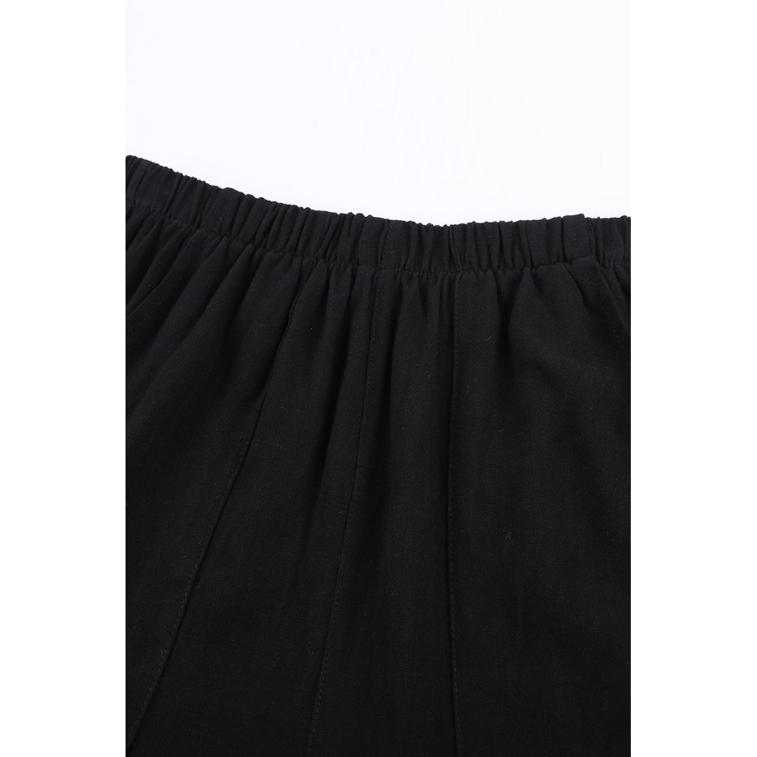 Womens Black High Waist Pocketed Ruffle Shorts Image 7
