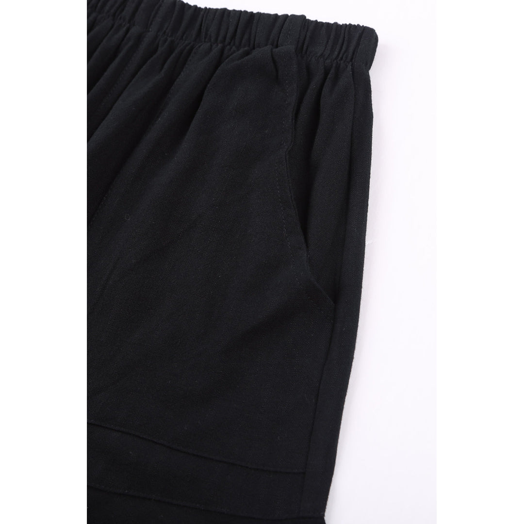 Womens Black High Waist Pocketed Ruffle Shorts Image 8
