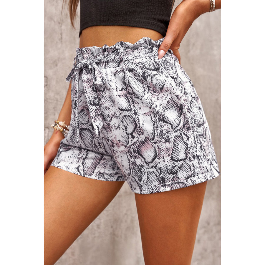 Womens Sassy Snakeskin Paper Bag Shorts Image 1