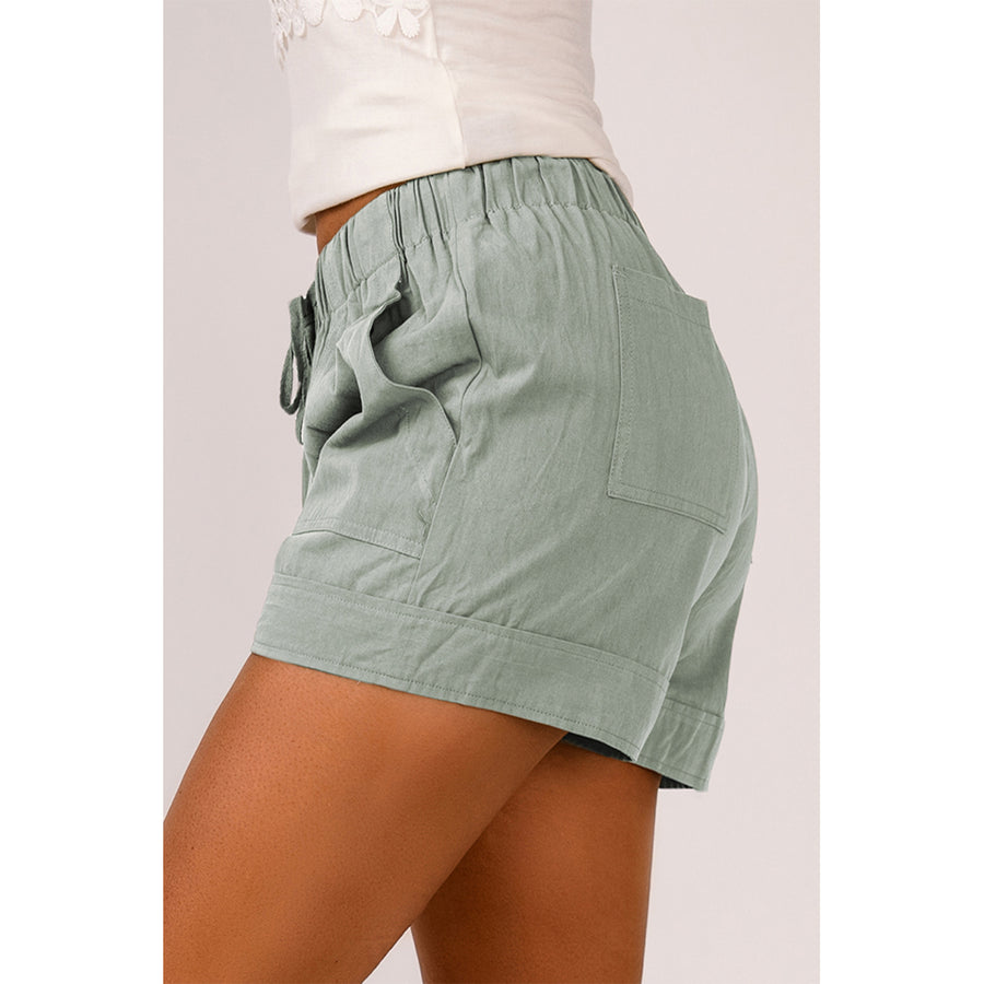 Womens Gray Strive Pocketed Tencel Shorts Image 1