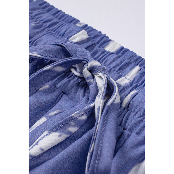 Womens Blue Tie Dye Drawstring Casual Shorts Image 9