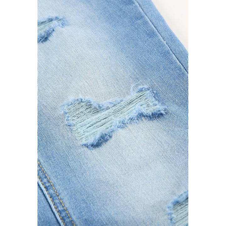 Womens Light Blue Mid Rise Button Front Flare Denim Image 11