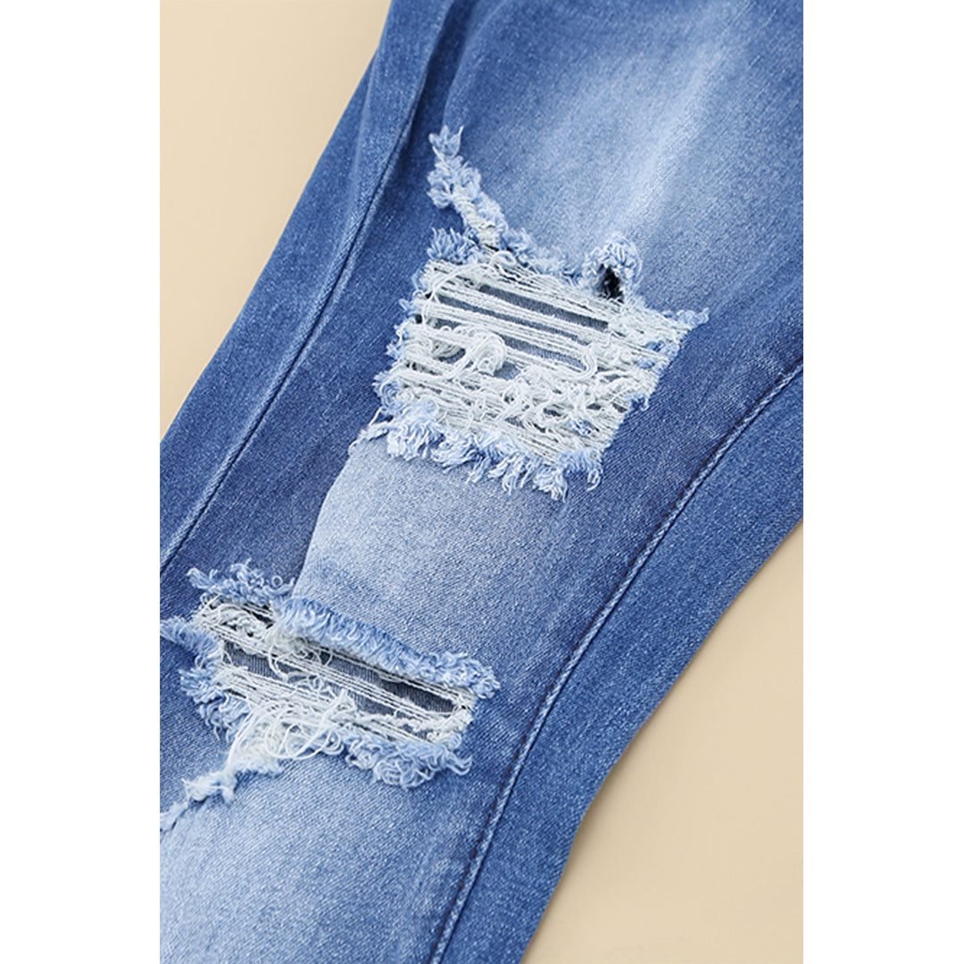 Womens High Waist Distressed Flare Jeans Image 12