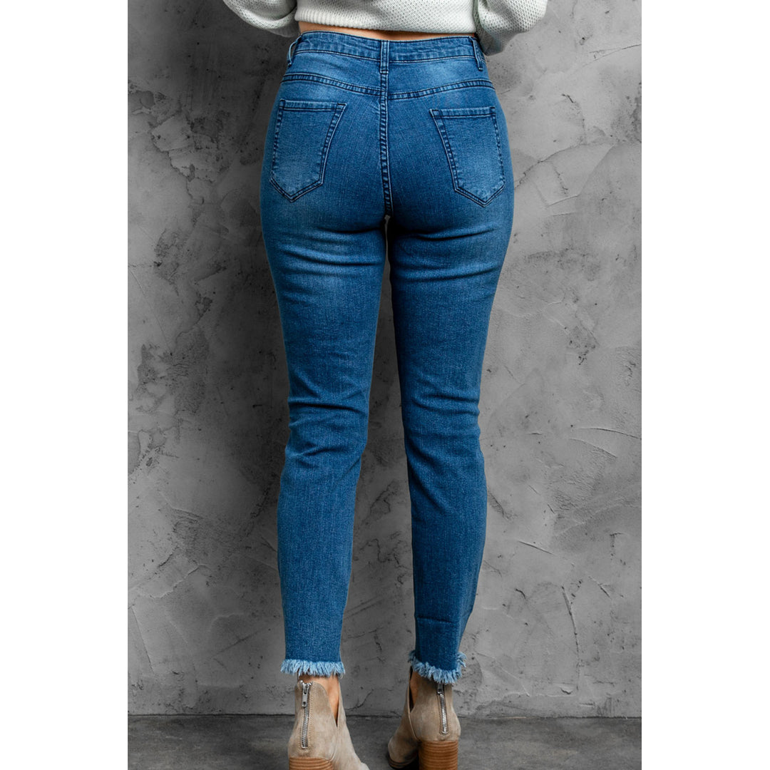 Women's Ripped Slim Fit Washed Jeans Image 2