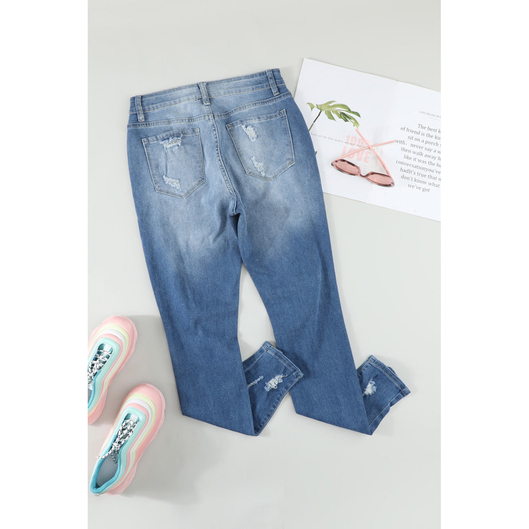 Women's Destroyed Skinny Fit Jeans Image 1