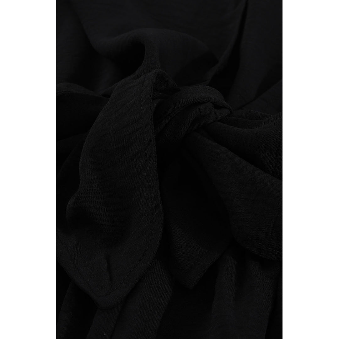 Womens Black Tie Knot Puff Long Sleeve Romper Image 4
