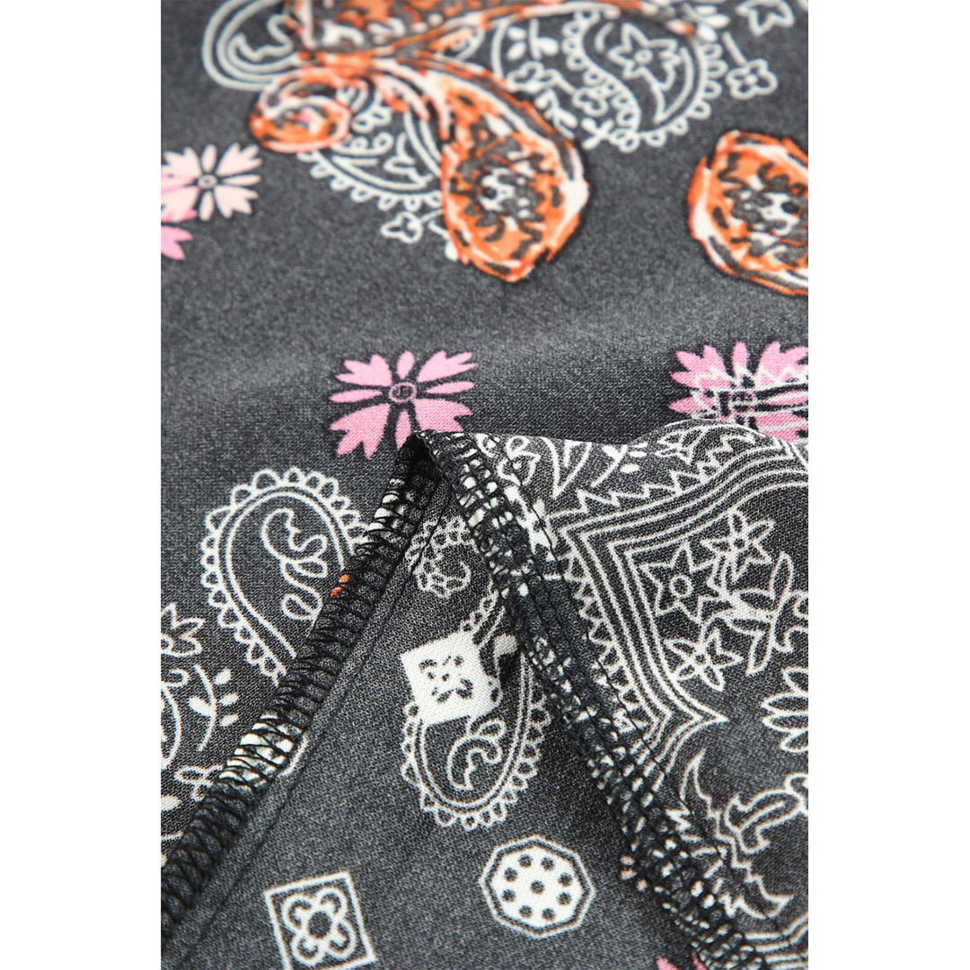 Womens Black Mixed Paisley Print Cropped Jumpsuit Image 8