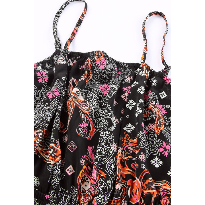 Womens Black Mixed Paisley Print Cropped Jumpsuit Image 12