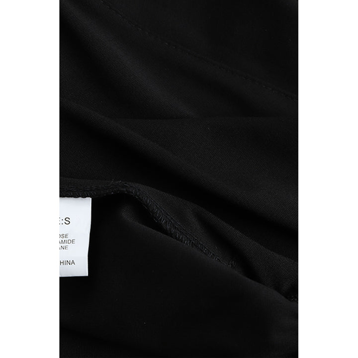 Womens Black Mesh Contrast V Neck Wrap Long Sleeve Jumpsuit Image 10
