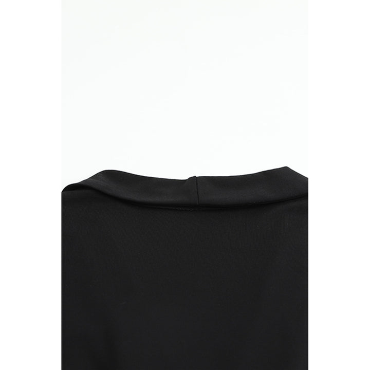 Womens Black Mesh Contrast V Neck Wrap Long Sleeve Jumpsuit Image 11