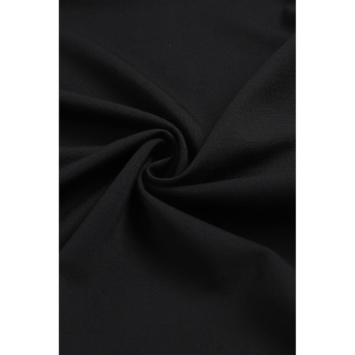 Womens Black Mesh Contrast V Neck Wrap Long Sleeve Jumpsuit Image 12