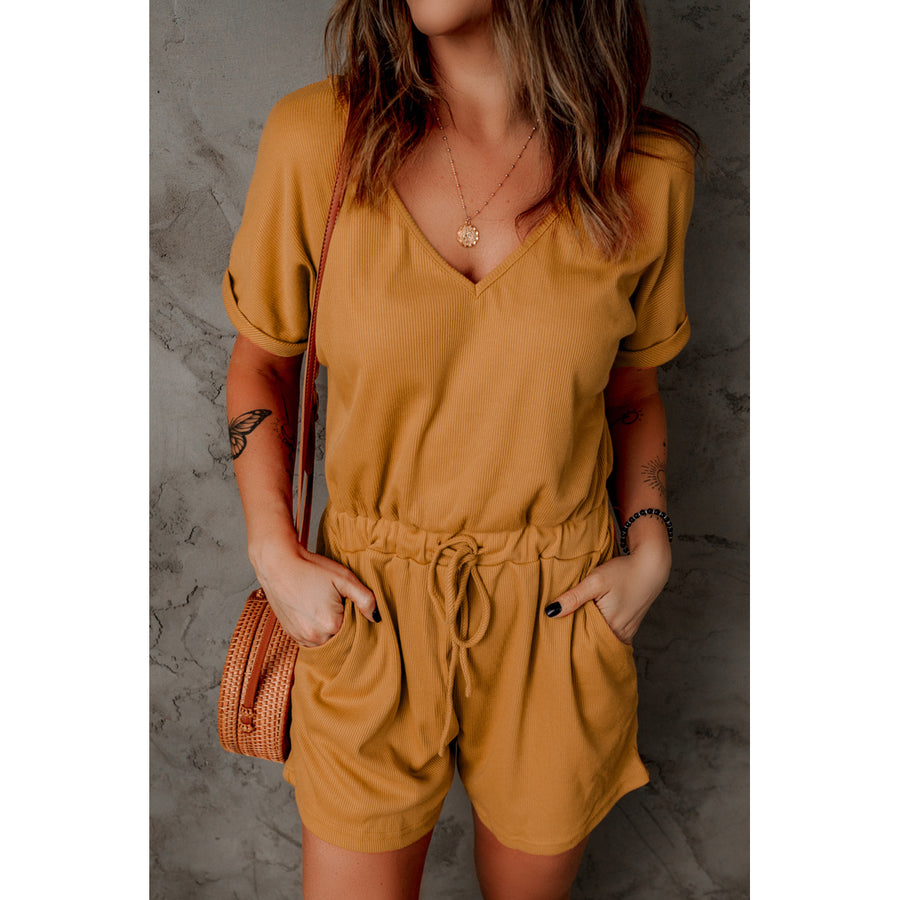Womens Brown Pocketed Knit Romper Image 1