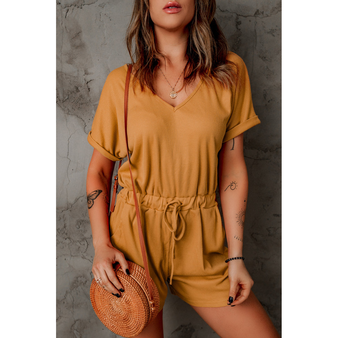 Womens Brown Pocketed Knit Romper Image 4