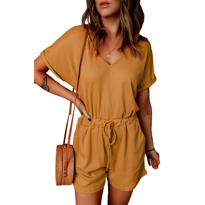 Womens Brown Pocketed Knit Romper Image 6