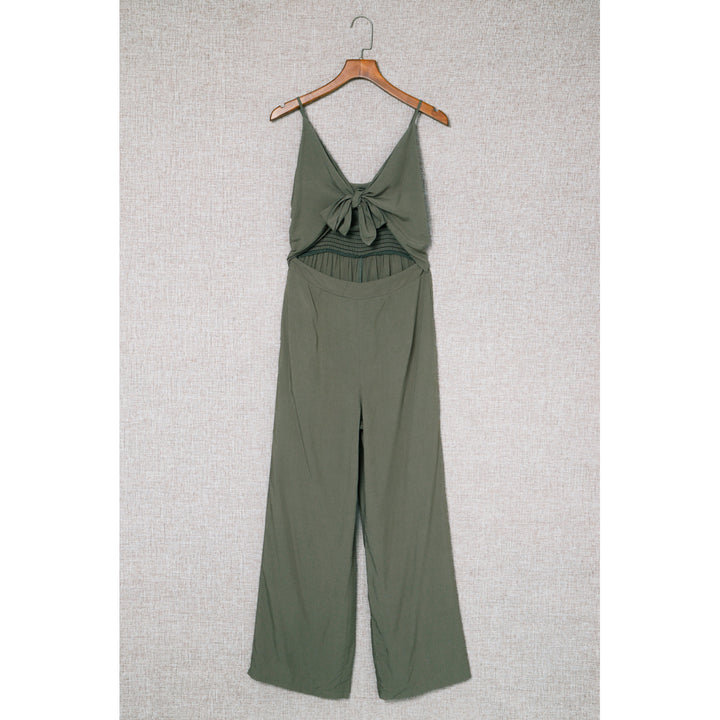 Womens Gray Knotted Hollow-out Front Sleeveless Wide Leg Jumpsuit Image 4