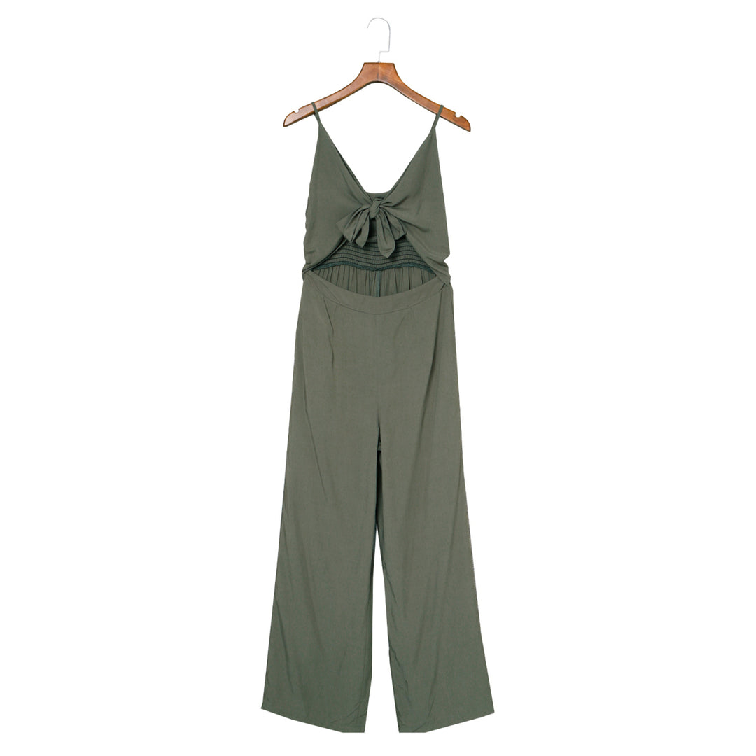 Womens Gray Knotted Hollow-out Front Sleeveless Wide Leg Jumpsuit Image 12