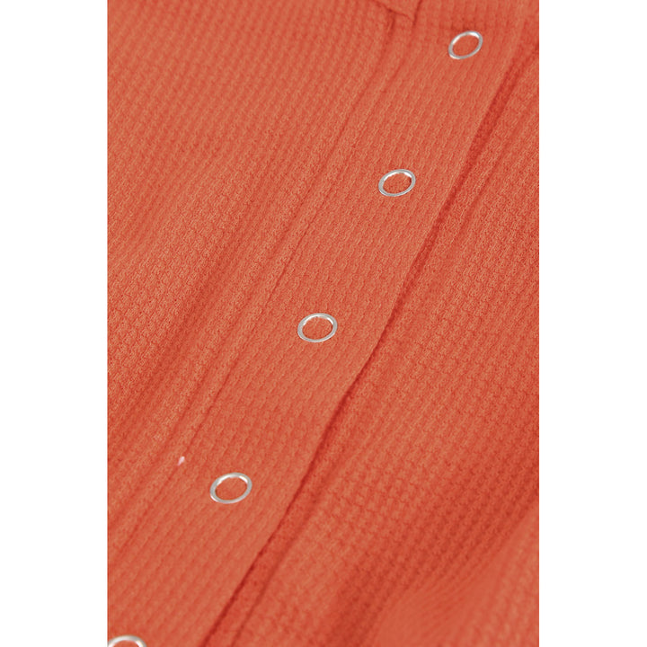 Womens Orange Buttons Drawstring Elastic Waist Sleeveless Romper Image 9