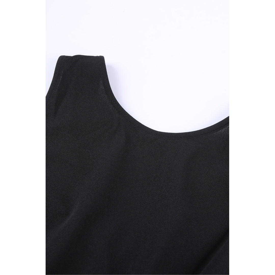 Womens Black Deep V-neck Sleeveless Solid Jumpsuit Image 9
