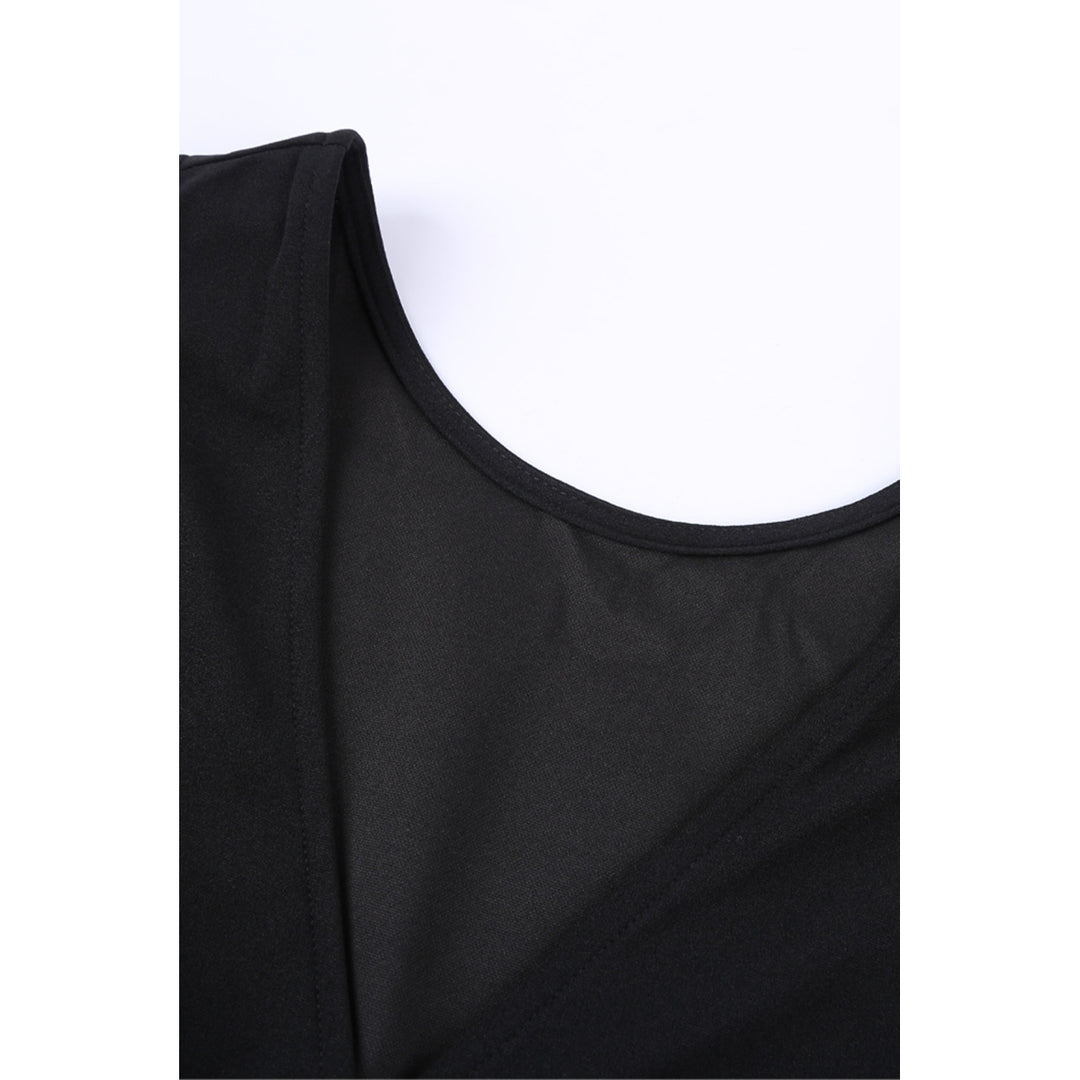 Womens Black Deep V-neck Sleeveless Solid Jumpsuit Image 10