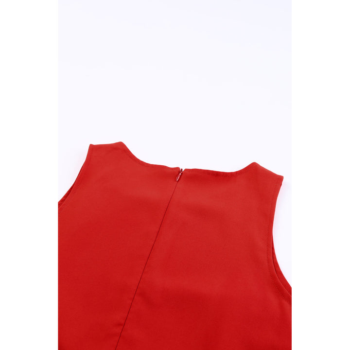 Womens Red O Neck Ruffle Romper Image 10