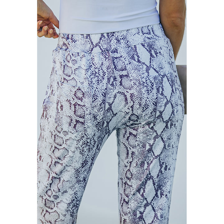 Women's Snakeskin Print Wide Legs Pants Image 3