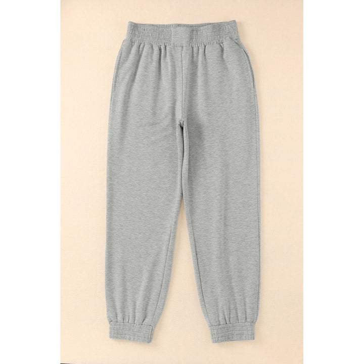 Women's Gray Smocked High Waist Jogger Pants Image 1