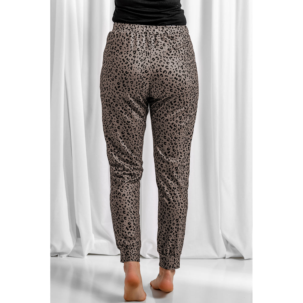 Womens Brown Breezy Leopard Joggers Image 2