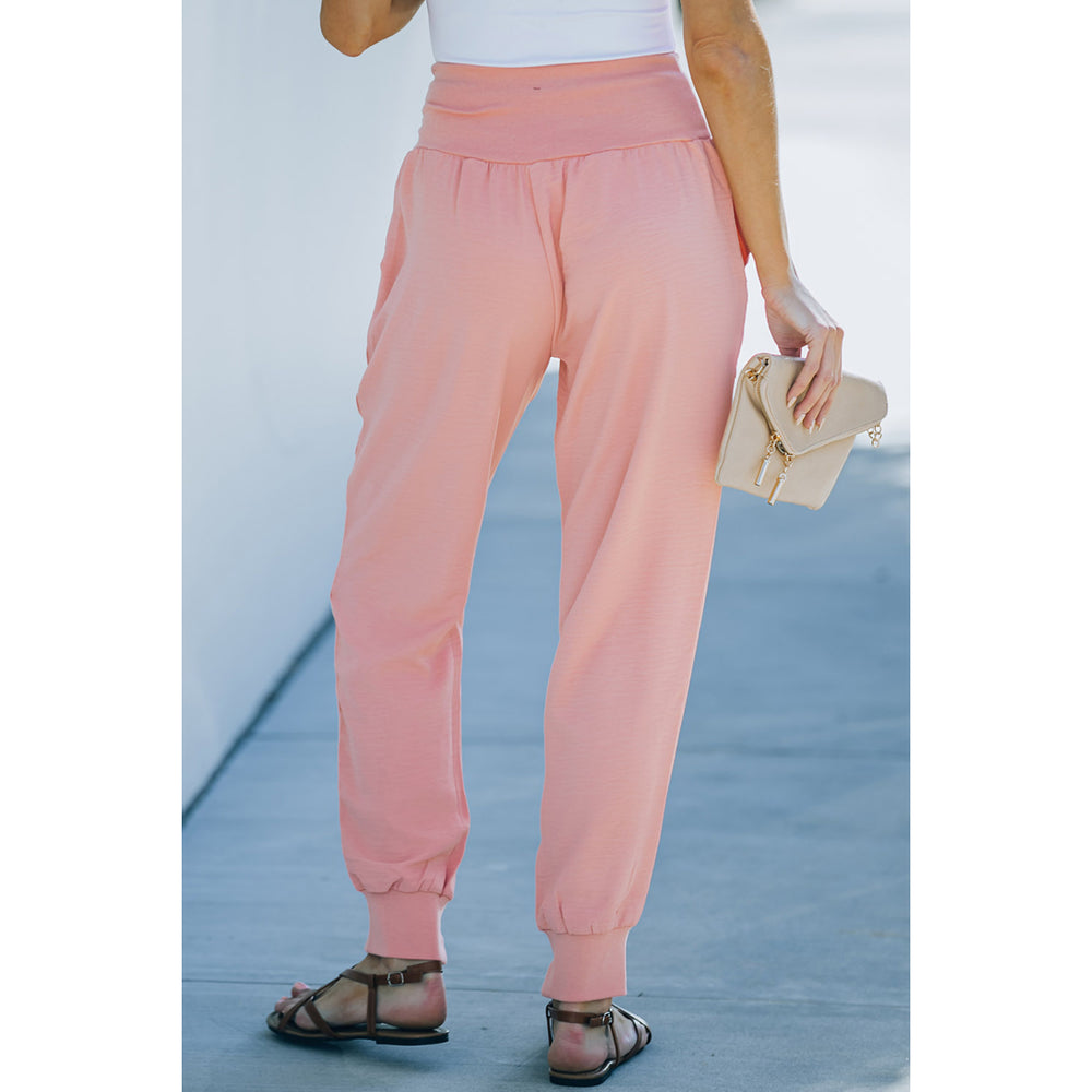 Womens Pink Pocketed Casual Joggers Image 2