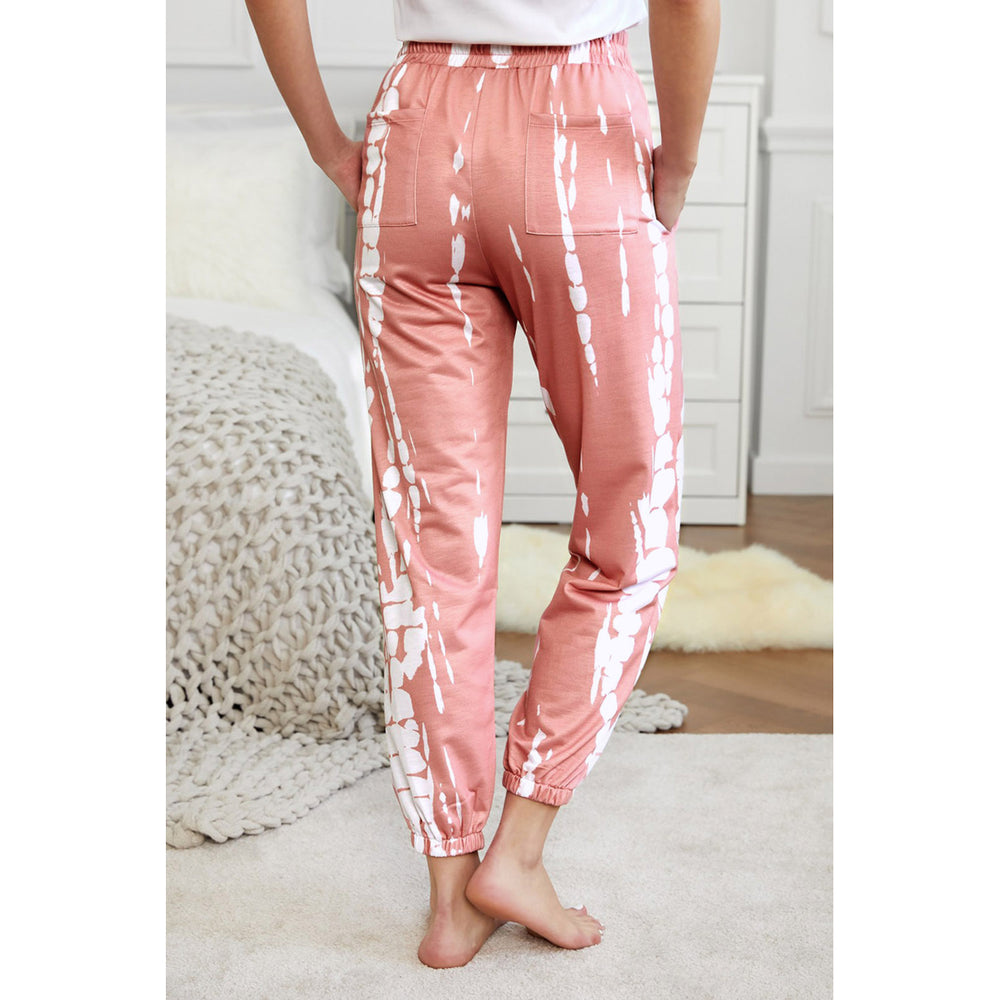 Womens Pink Pocketed Tie-dye Knit Joggers Image 2