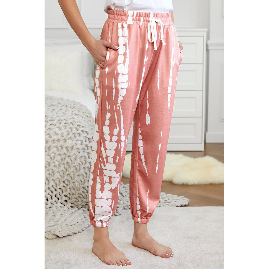 Womens Pink Pocketed Tie-dye Knit Joggers Image 1