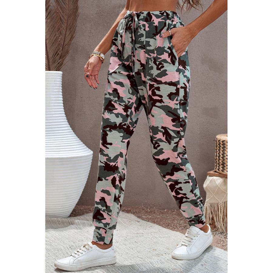 Womens Pink Camouflage Casual Sports Pants Image 1