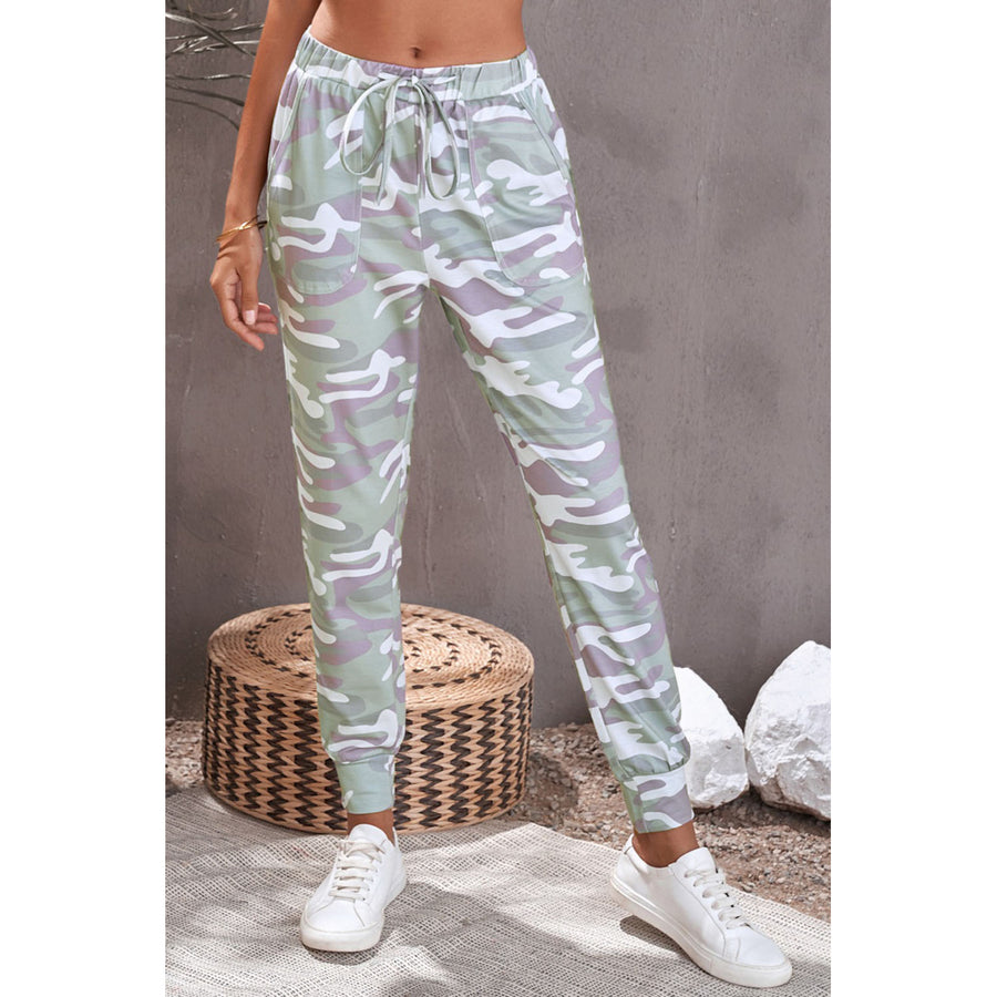 Womens Gray Camouflage Casual Sports Pants Image 1