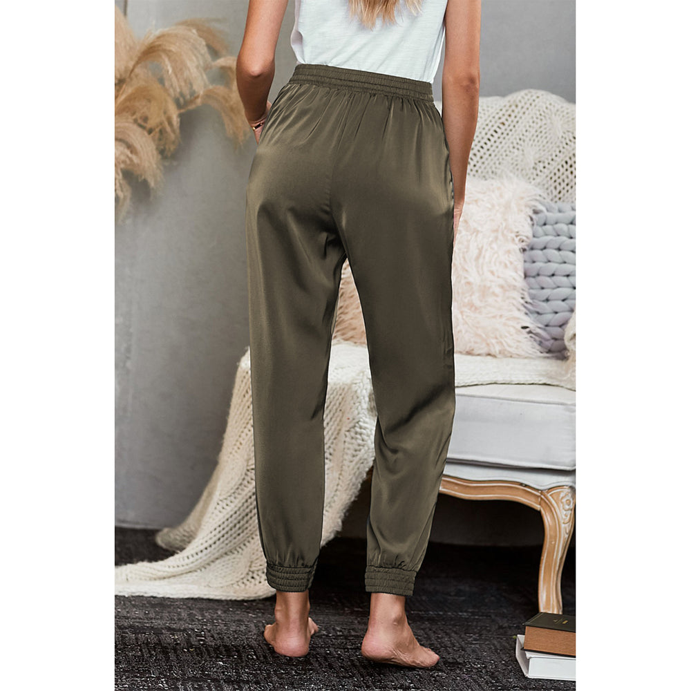 Womens Green Pocketed Joggers Image 2