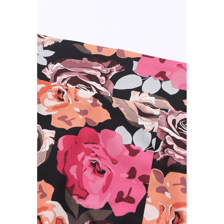 Womens Multicolor Floral Print Asymmetric Front Knot Wrap Skirt Image 3