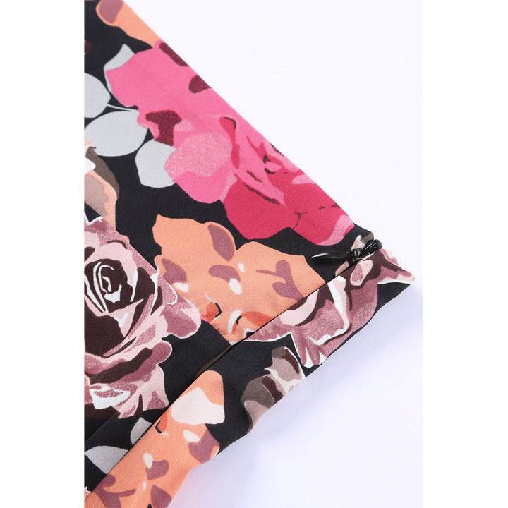 Womens Multicolor Floral Print Asymmetric Front Knot Wrap Skirt Image 4
