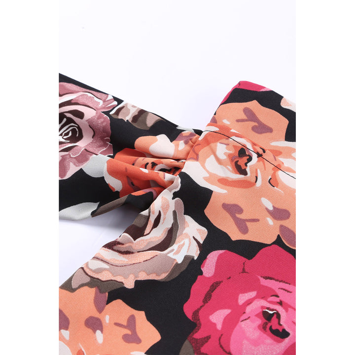 Womens Multicolor Floral Print Asymmetric Front Knot Wrap Skirt Image 6