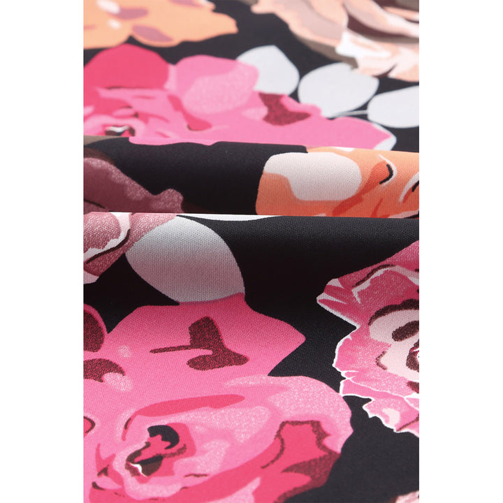 Womens Multicolor Floral Print Asymmetric Front Knot Wrap Skirt Image 7