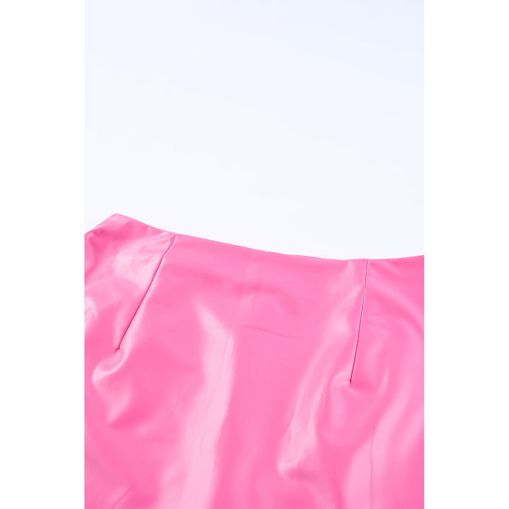 Womens Pink Fringe Hemline Midi Skirt without Belt Image 10