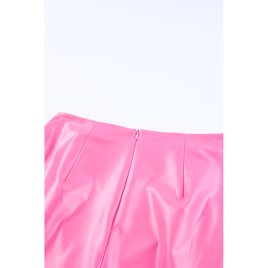 Womens Pink Fringe Hemline Midi Skirt without Belt Image 11