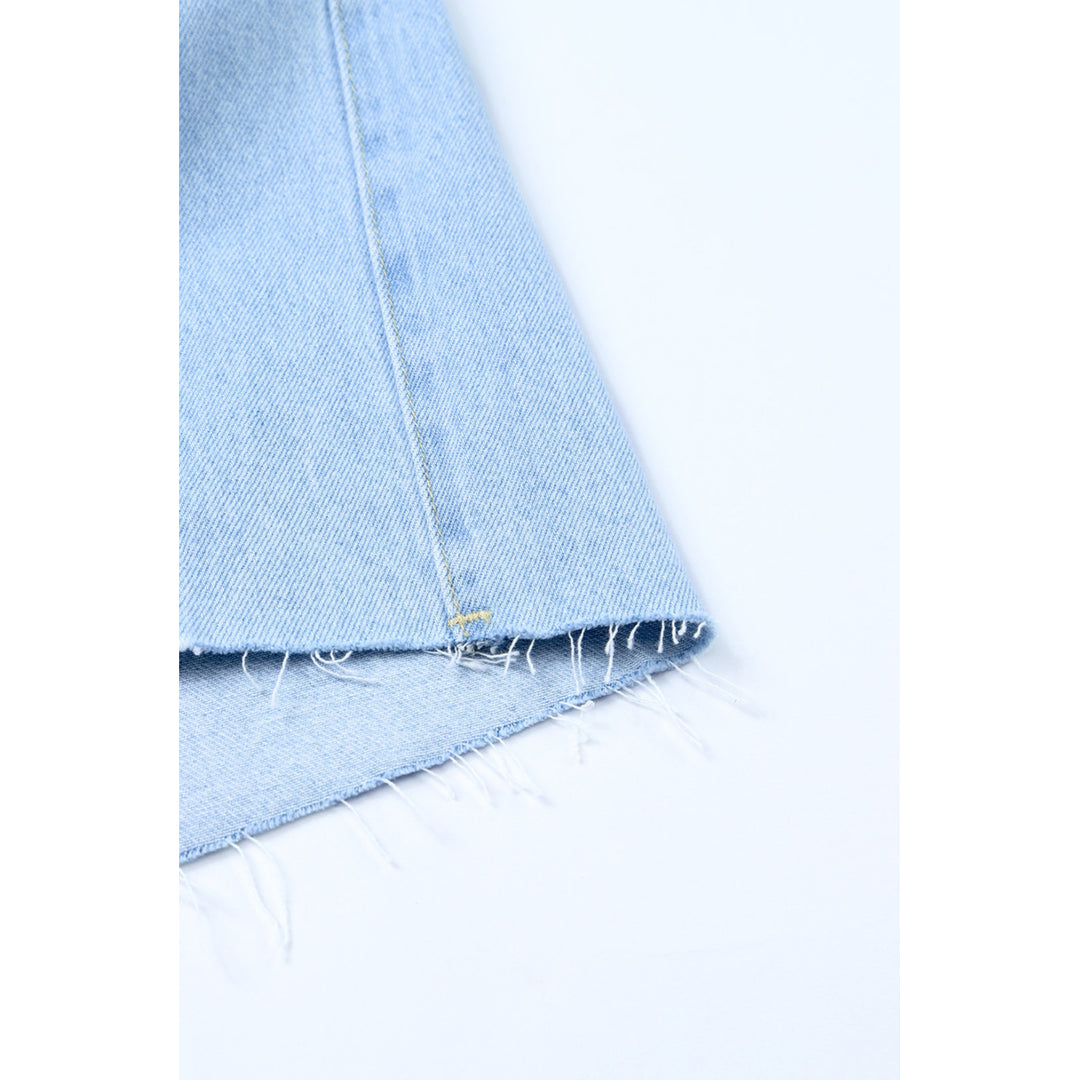 Womens Sky Blue Buttoned Wrap Maxi Denim Skirt Image 12