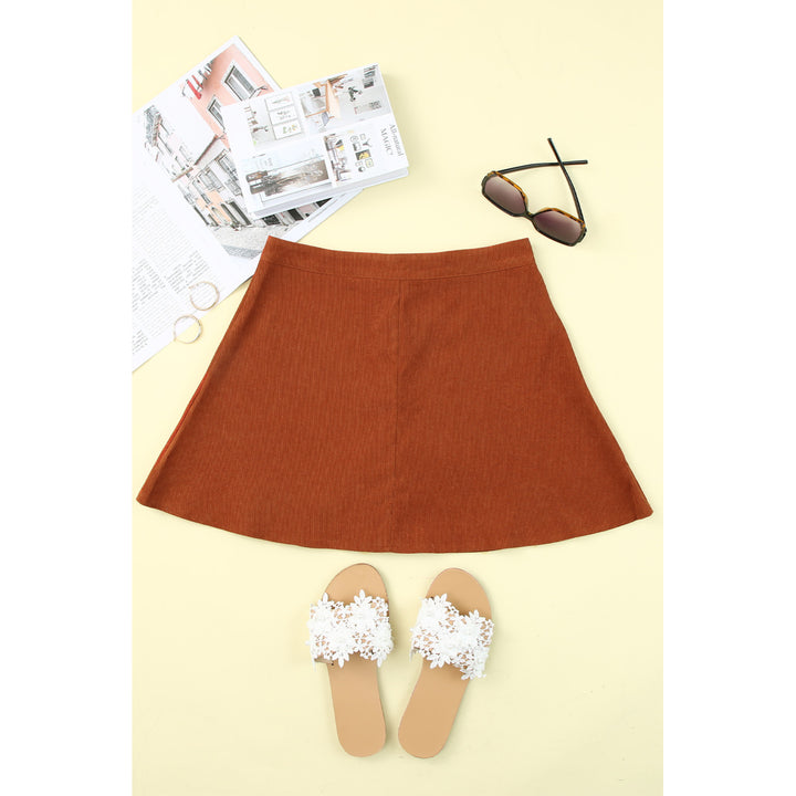 Womens Brown Button Front Corduroy Mini Skirt Image 8