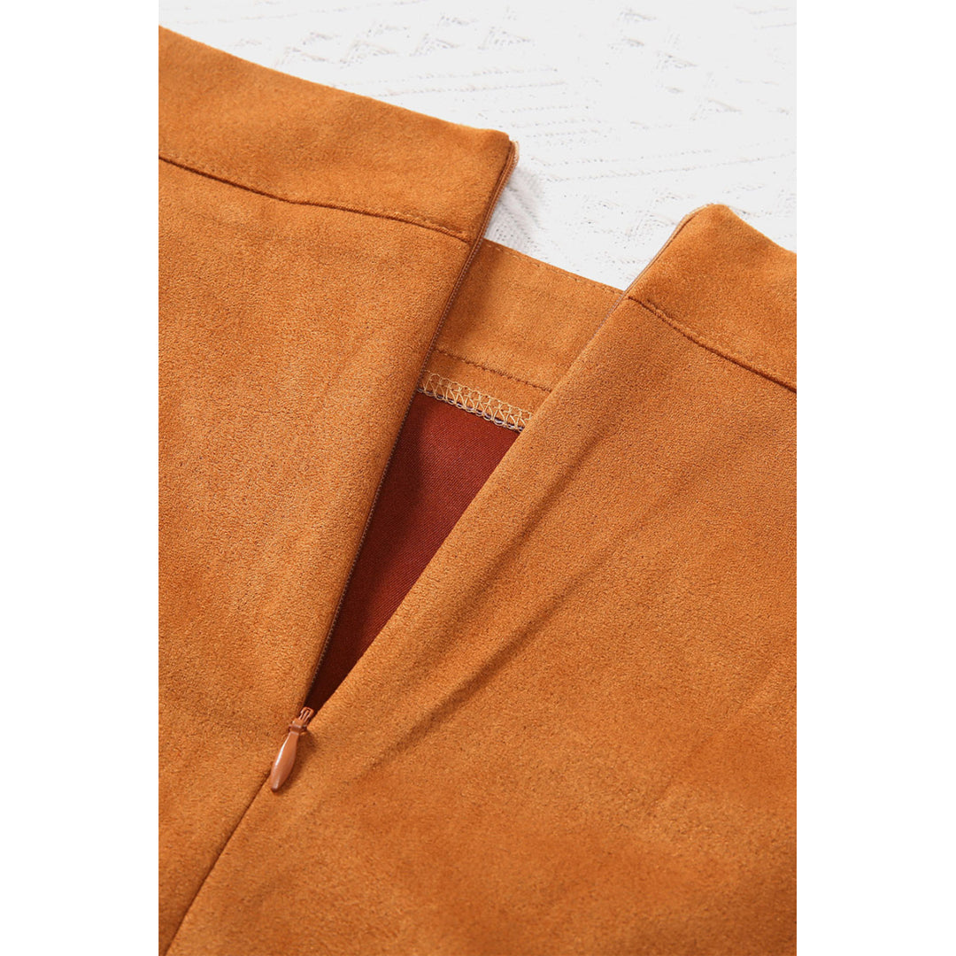 Womens Brown Fringed Wrap Western Midi Skirt Image 10