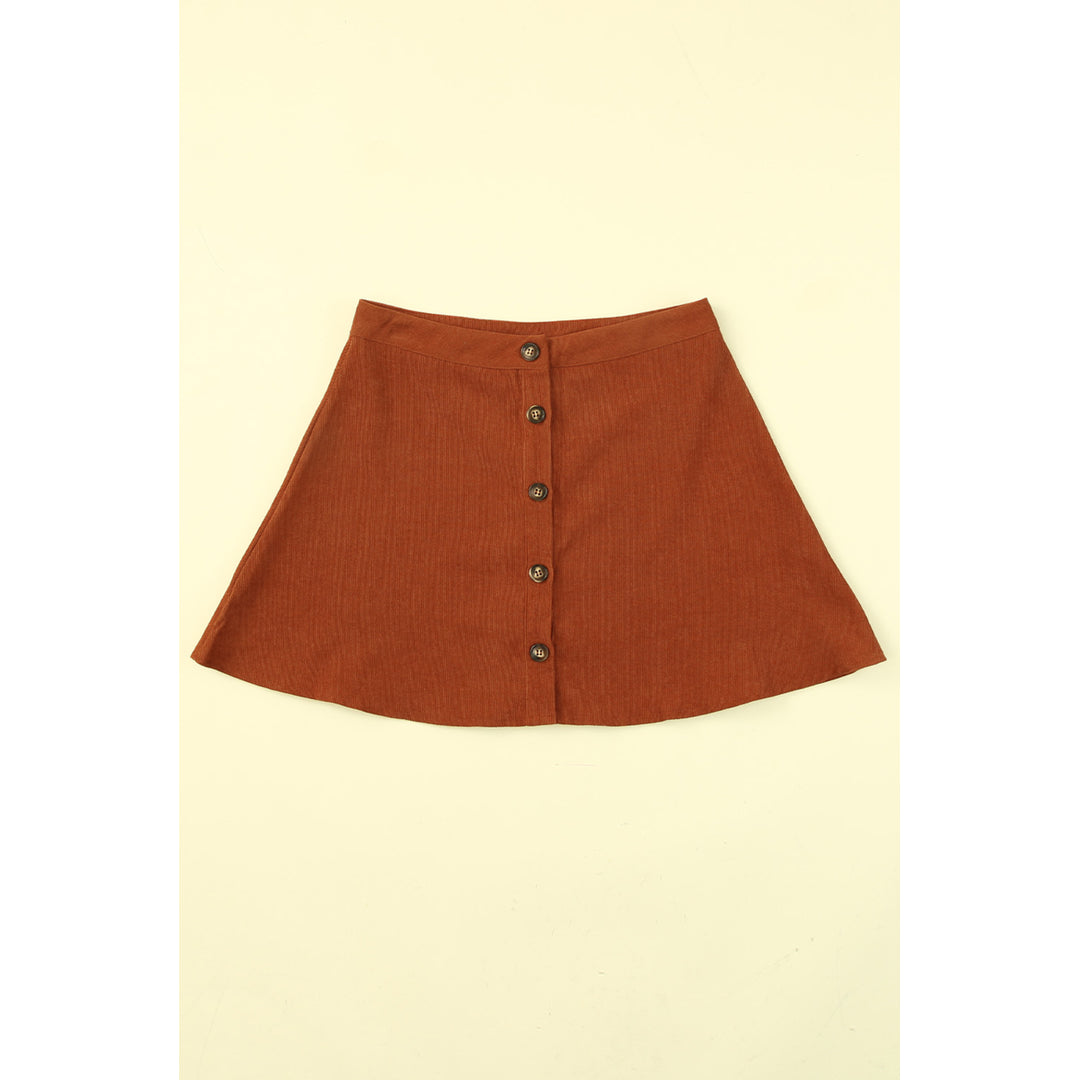 Womens Brown Button Front Corduroy Mini Skirt Image 9