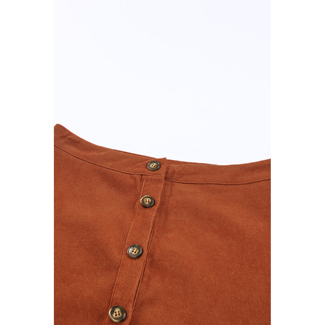 Womens Brown Button Front Corduroy Mini Skirt Image 10